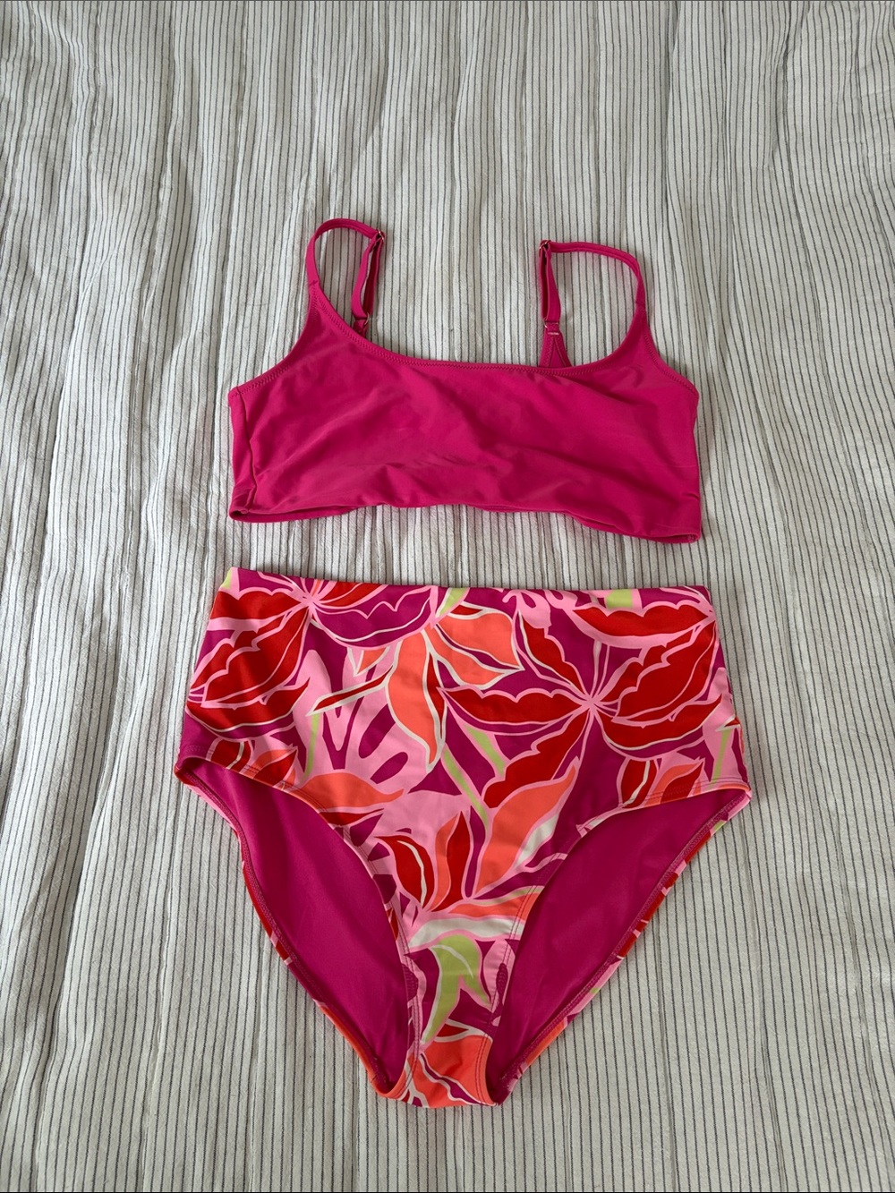 Old Navy Pink Floral High-Waist Bikini Set